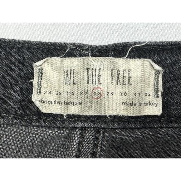 We The Free Women's Distressed Wide Leg Crop Black Denim Jeans - Size 28 (30x27) - Picture 4 of 5